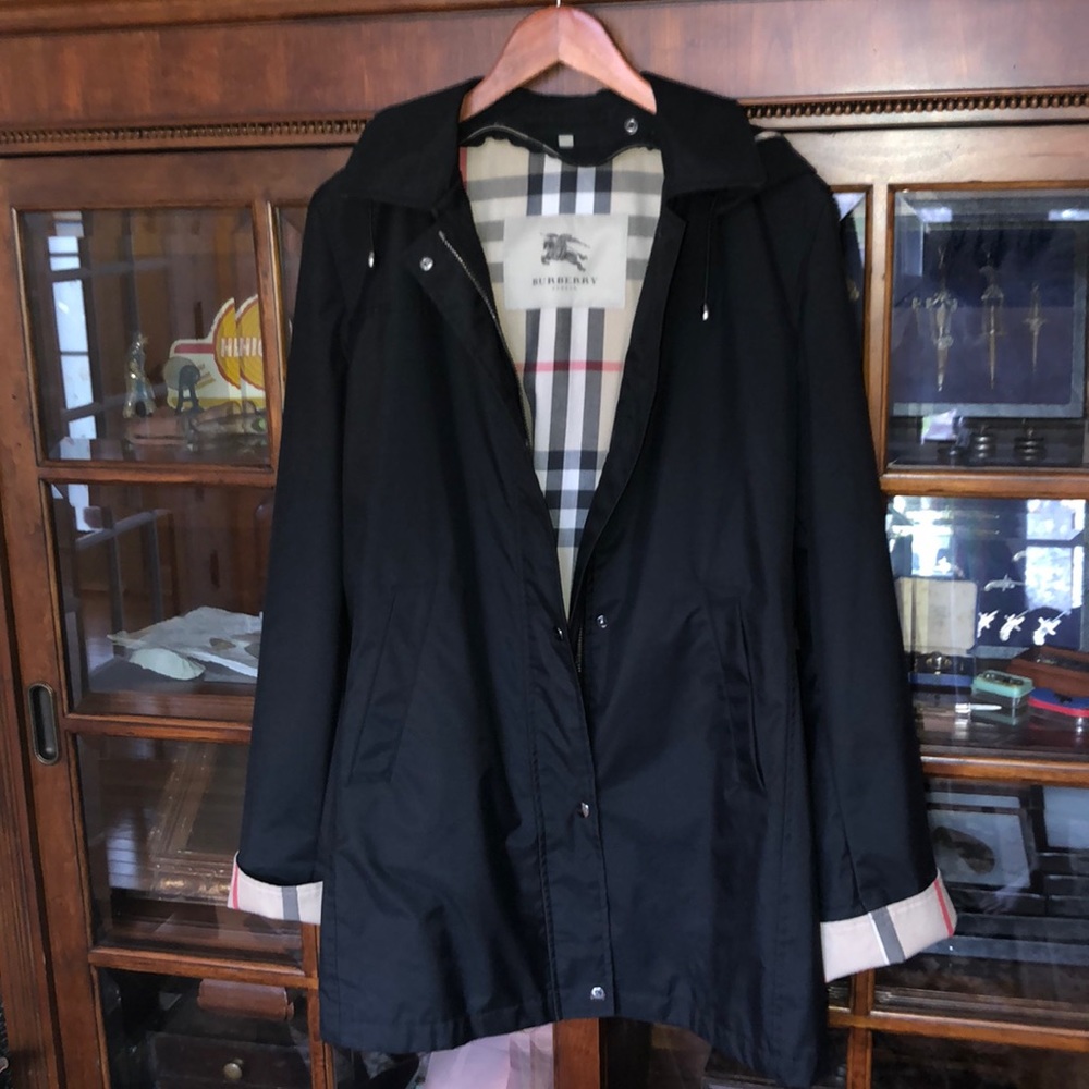 Burberry Raincoat Black /Plaid - Ladies 12 R